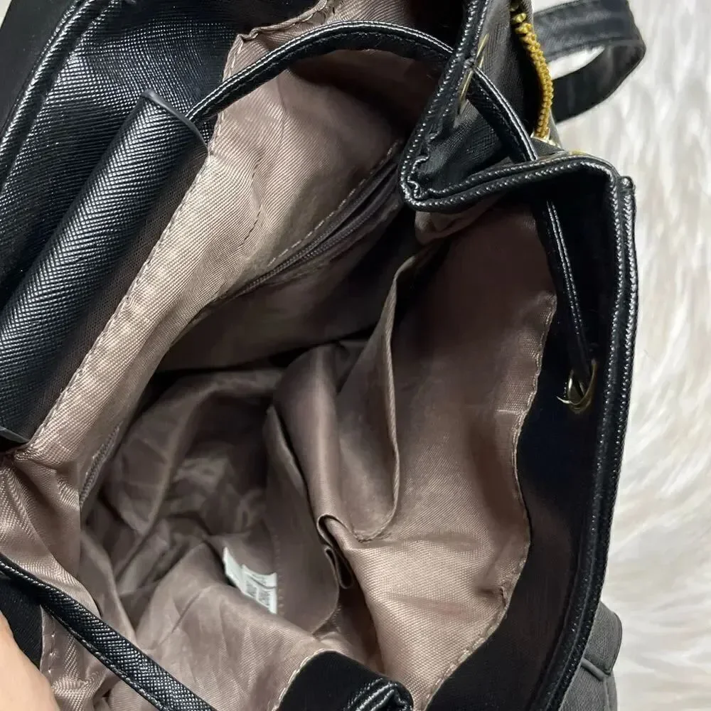 Kalklaguo Zip Up Mini Back Pack Black & Gold